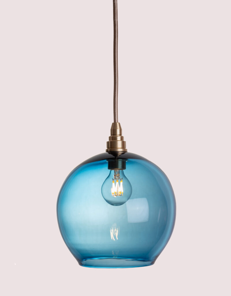 Blue classic round hand-blown glass pendant light